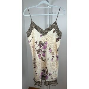 Valerie Stevens Slip Dress Y2K Whimsi Romantic Fairy Mini M Cream Floral Animal